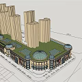 Modern Commercial Complex With Glass Facade Retail Spaces And Urban Architecture