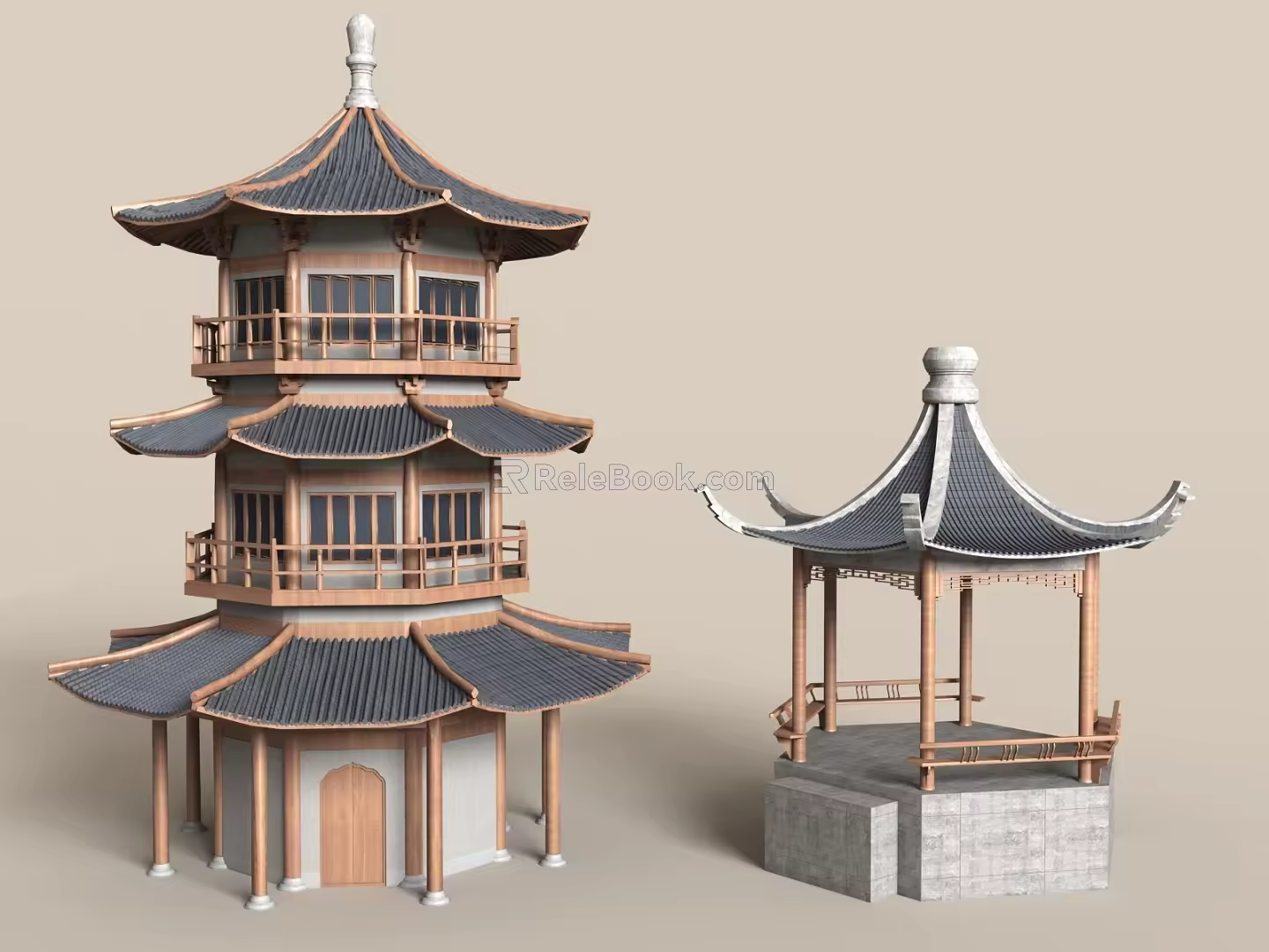 Super Fine Ancient Building Ancient Building Hexagonal Pavilion Ancient Pavilion Loft 3d model