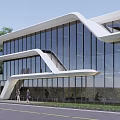 Modern Office Building Multi-storey Office Building Industrial Park Office Building Administrative Office Building Horizontal Line 3d model