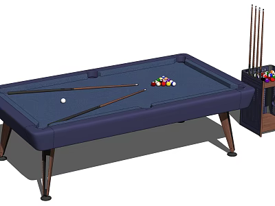 High Quality Billiard Sports Equipment With Blue Felt Table Cues And Ball Rack 3d model