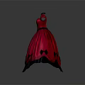 Elegant Red Princess Style Dress With Short Sleeves And Heart Shaped Decorations