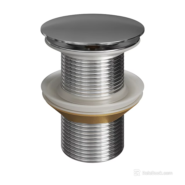 Threaded Metal Cylindrical Component with Silver White and Gold Layers for Plumbing or Mechanical Fittings 3d model 
