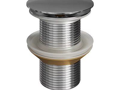 Threaded Metal Cylindrical Component with Silver White and Gold Layers for Plumbing or Mechanical Fittings 3d model