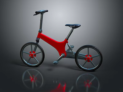 Modern Red and Gray Bicycle with Sleek Metallic Frame and Black Wheels 3d model