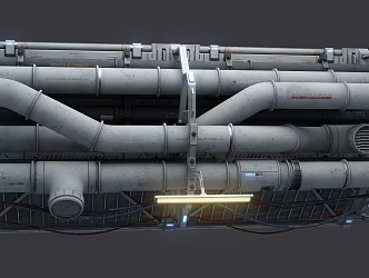Sci-fi Panel Pipe Cable Future Technology Ventilation Equipment Cyberpunk Game Props 3d model