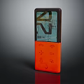 Red Portable Digital Device with Transparent Screen Showing Number 42 Circuit Patterns and Button Panel 3d model