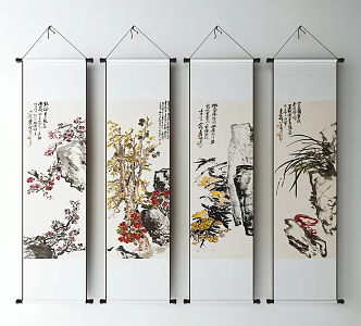New Chinese Plant Painting Decorative Painting 3d model