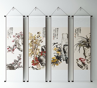 New Chinese Plant Painting Decorative Painting 3d model