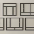 Various Modern Casement Windows Designs With Black Frames And Glass Panels 3d model