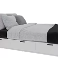 Modern Double Bed Design with Storage Headboard Cozy Pillows White Frame and Black Accent
