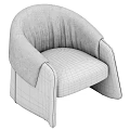 Modern Leisure Chair with Grey Fabric Brown Leather Curved Armrests and Minimalist Design