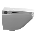 Modern Wall Hung Toilet With Sleek Ceramic Cover Concealed Tank And Embedded Push Button
