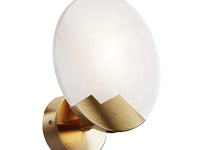 Modern Wall Lamp with White Marble Shade and Gold Metal Base Design 3d model