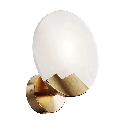 Modern Wall Lamp with White Marble Shade and Gold Metal Base Design 3d model