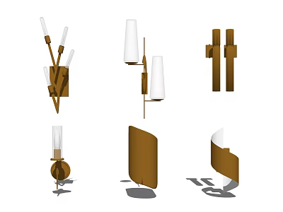 Modern Wall Lamps with Various Design Styles Brown and White Geometric Shapes and Multiple Arms 3d model