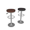 Modern Adjustable Bar Stools With Brown And Black Leather Seats And Metal Bases