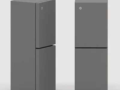 Two Modern Gray Refrigerator Freezer Units With Sleek Double Door Design 3d model