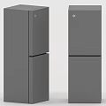 Two Modern Gray Refrigerator Freezer Units With Sleek Double Door Design