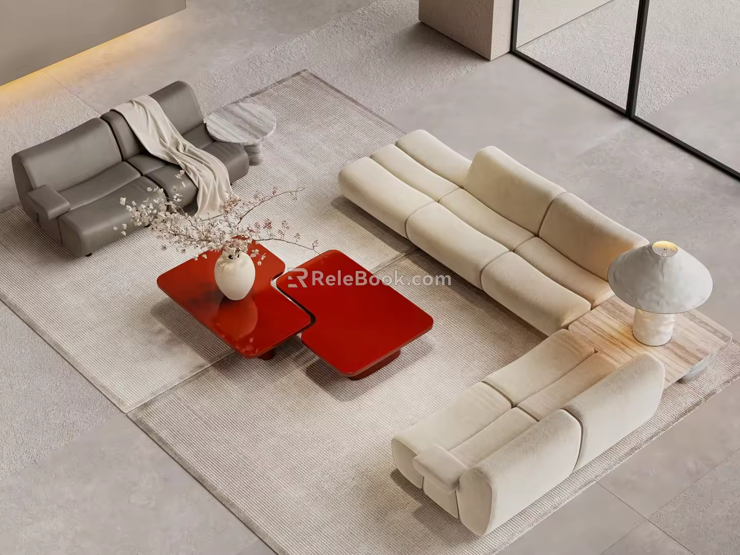 Poliform ERNEST Sofa Coffee Table Combination Bamboo Sofa Corner Sofa 3d model