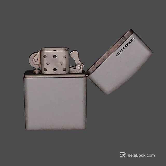 Zippo Metallic Lighter With Open Lid As Daily Living Essential Item 3d model 