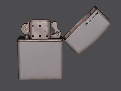 Zippo Metallic Lighter With Open Lid As Daily Living Essential Item 3d model