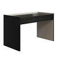 Modern Black Desk With Smooth Top Sleek Design And Functional Drawers