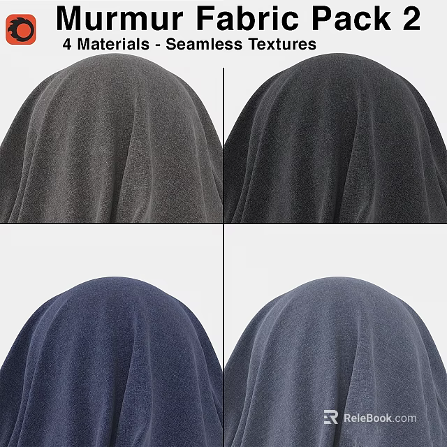 Four Color Fabric Samples With Different Shades For Head Covering Textile 3d model