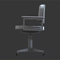 Modern White Upholstered Chair With Armrests And Metal Wheel Base