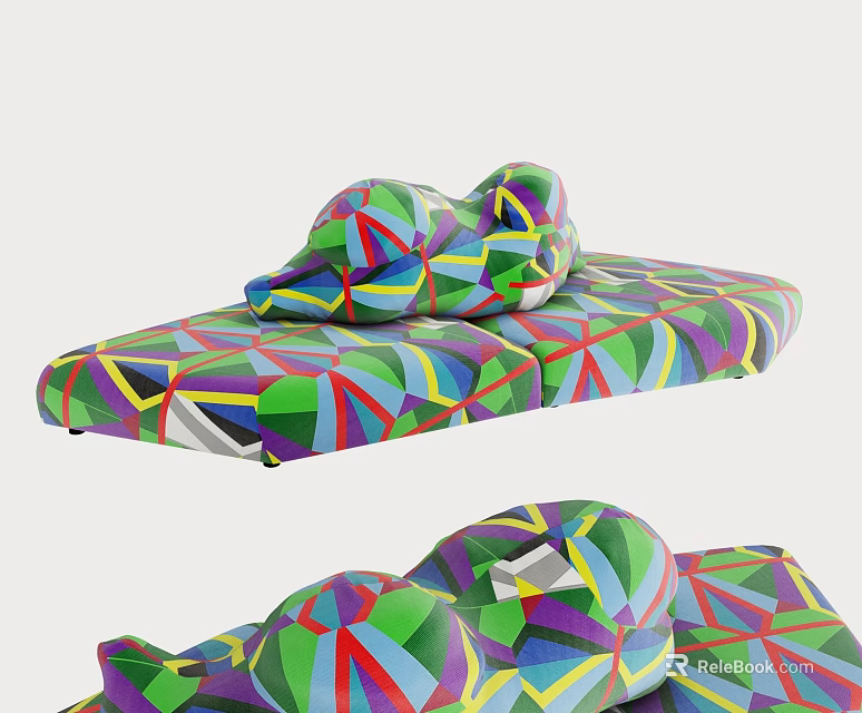 Vibrant Geometric Pattern Sectional Sofa With Modern Design And Comfortable Seating 3d model 