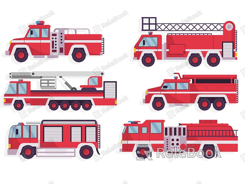 Truck Vehicle Engineering Vehicle Fire Truck Foreign Vehicle Police Car Cartoon Car Wall Decoration Decorative Element Symbol Icon Silhouette Ambulance Silhouette model