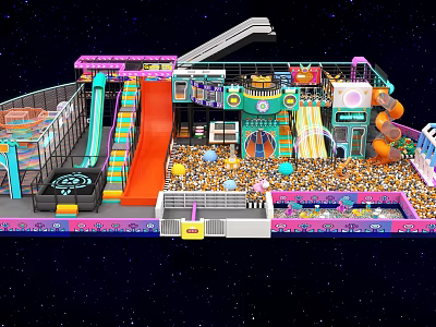 Colorful Children's Playground With Slides Trampolines Ball Pit And Interactive Fun Zones 3d model