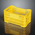 Yellow Plastic Storage Basket With Handles Ventilated Design For Home Organization