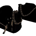 Stylish Black Leather Bags With Chain Detail And Zipper Closure Handle Design