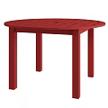 Modern Dark Brown Round Slatted Solid Wood Outdoor Dining Table For Patio And Backyard Use