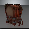 Small Red Brick Building With Arched Design Brown Decorations And Blue Supports