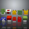 Pixel Art Style Various Colorful Block Characters And Creatures Collection 3d model