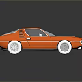 Orange Sports Car With White Roof White Wheels And Sleek Streamlined Body Design