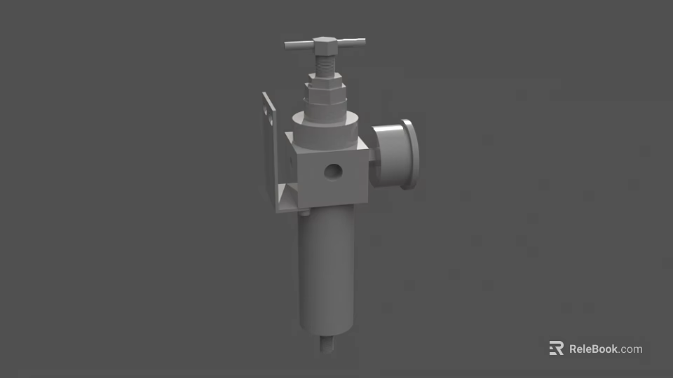 Mechanical Industrial Valve Device With Top Adjustment Knob And Side Pipe Connection 3d model 