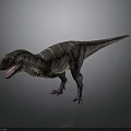 Realistic 3D Dinosaur Character With Striped Skin Open Mouth Standing