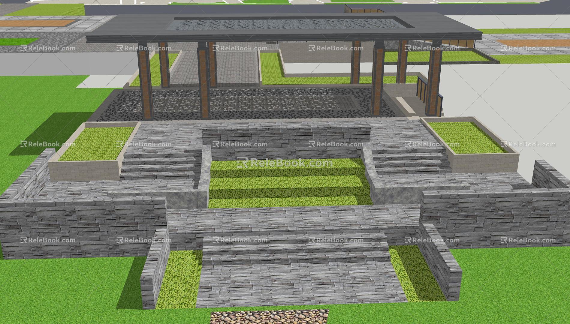 New Chinese-style height difference entrance stepped entrance model