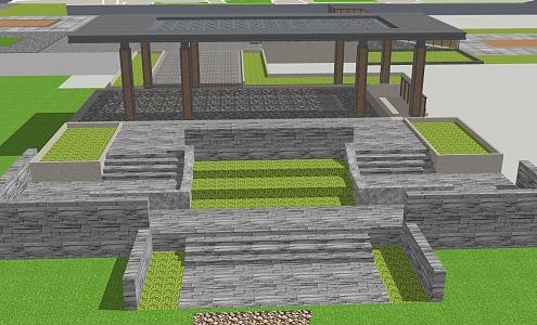 New Chinese-style height difference entrance stepped entrance 3d model