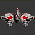 Futuristic Sci-Fi Spaceship Model With White Red Color And Detailed Design