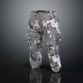 Camouflage Cargo Pants With Gray White Pattern And Multiple Tactical Pockets 3d model