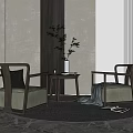 New Chinese Style Casual Sofa Combination Casual Sofa Coffee Table 3d model