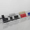Modern Public Chairs in Various Colors Arranged in Indoor Space with Smooth Floor Reflection