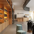 INOOS Shoe Store Interior With Wooden Shelves Display Racks And Checkout Counter