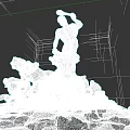 Game And Movie Characters Sculpture Featuring Standing Figure Holding Tool And Reclining Figures