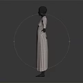 Elegant Striped Long Sleeve V Neck Maxi Dress For Women