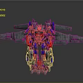 3D Mechanical Transformer Robot With Red Blue Silver Armor And Wings