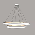 Modern White Dual Circular Pendant Light with Illuminated Rings and Suspension Design